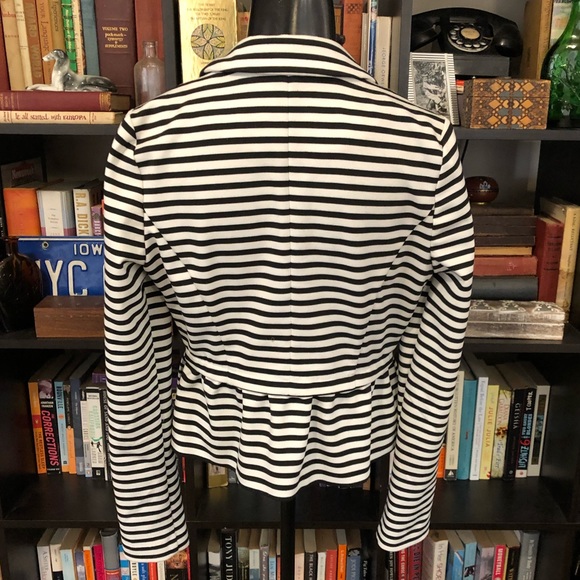 Elle Black & White Striped Peplum Blazer - Picture 2 of 8